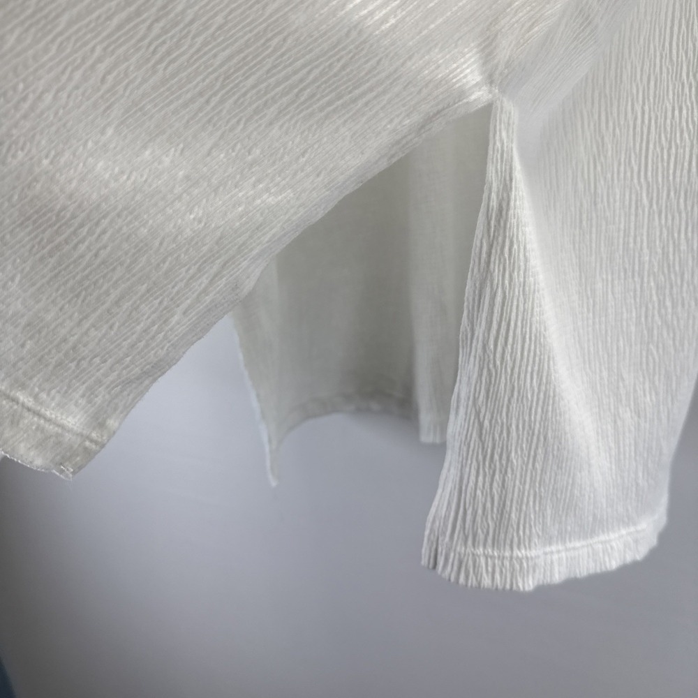 Belle by Kim Gravel Womens Top Sz 2X Crinkle White Roll Tab Long Sleeves Popover - Picture 6 of 7